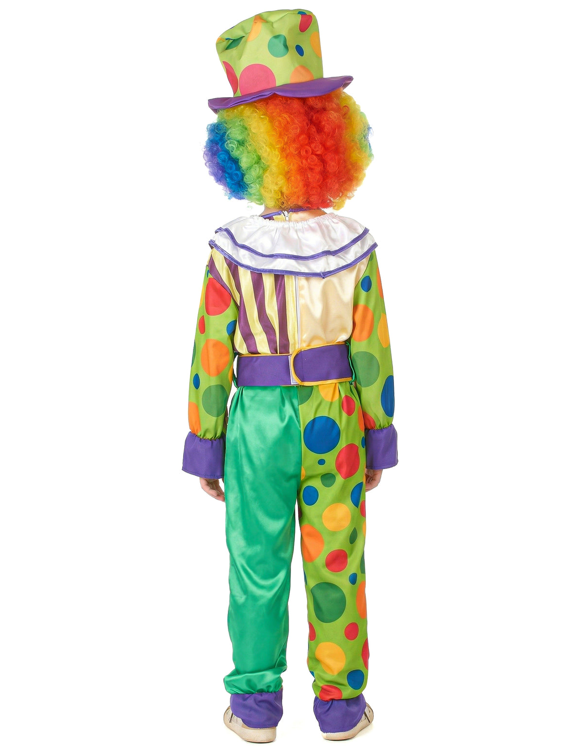 Vue de dos du déguisement de clown bariolé pour garçon