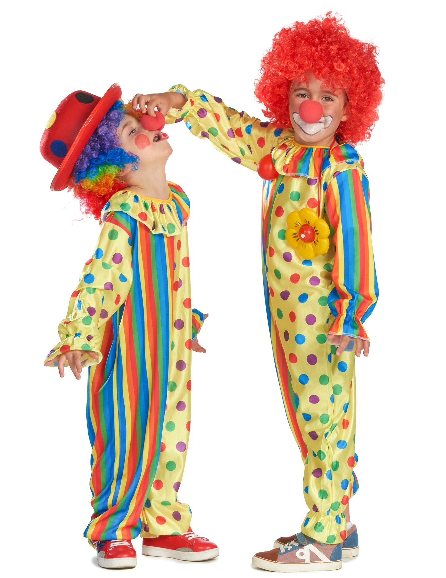 Prikaz barvitega klovnovskega oblačila za otroke v akciji