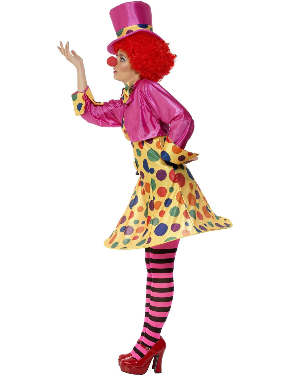 Vue de profil du déguisement de clown complet pour femme