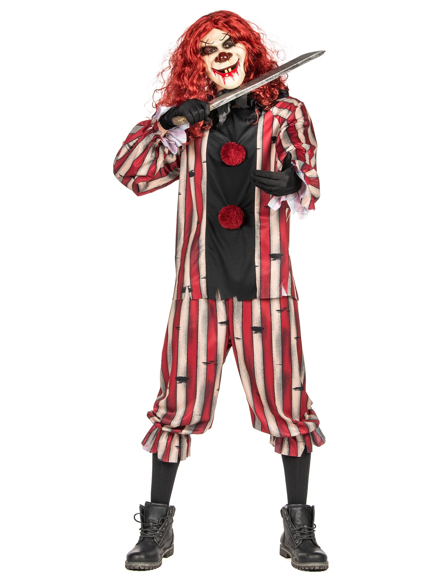 Vue de face du déguisement de clown démoniaque luxe pour adulte