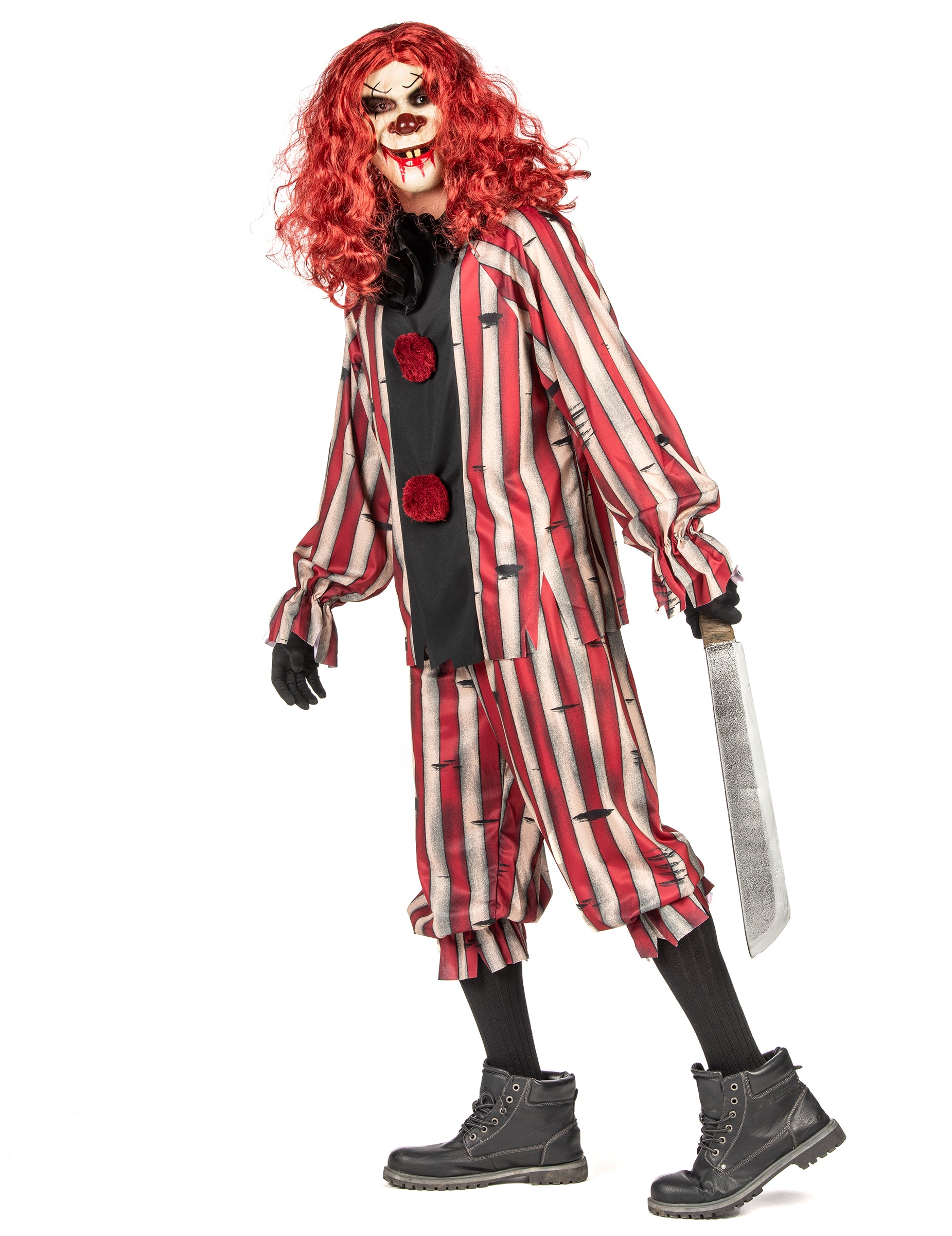 Vue de profil du déguisement de clown démoniaque luxe pour adulte