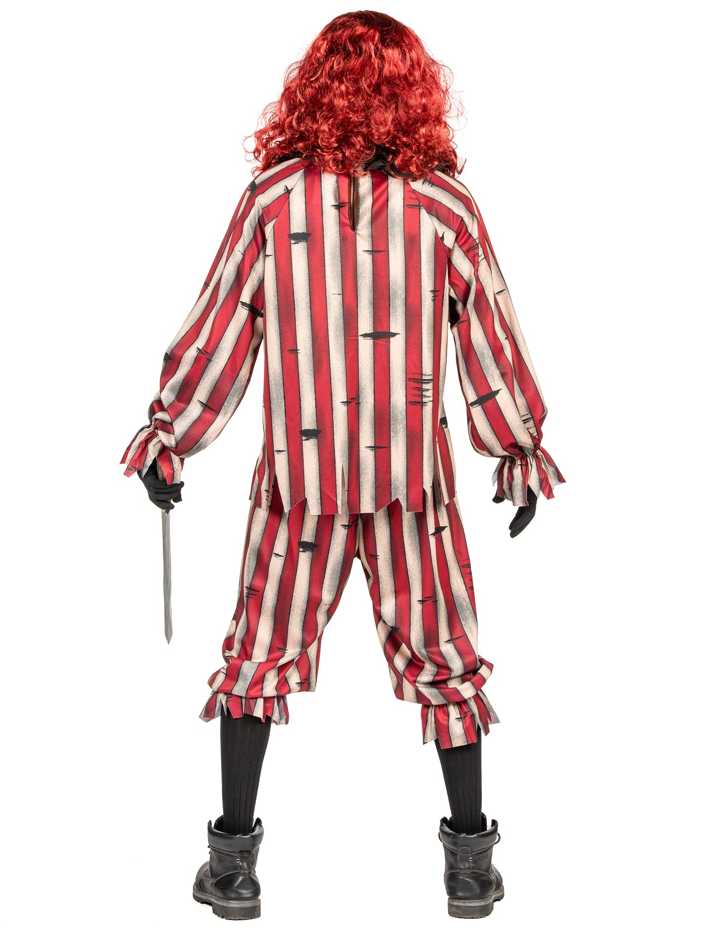 Vue de dos du déguisement de clown démoniaque luxe pour adulte