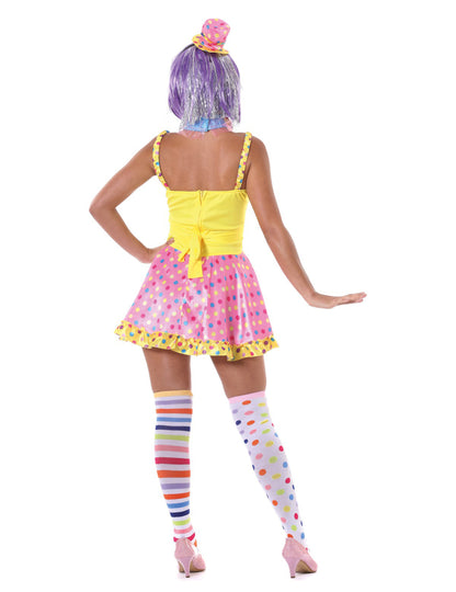 Vue de dos du déguisement clown pastel pour femme