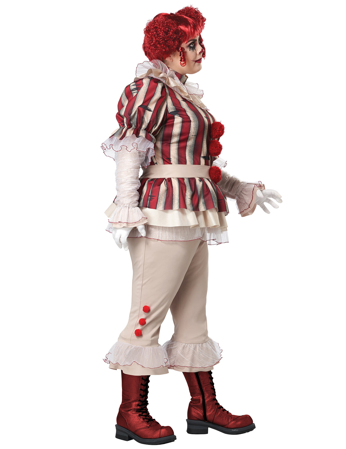 Vue de profil du déguisement de clown psycho luxe pour femme