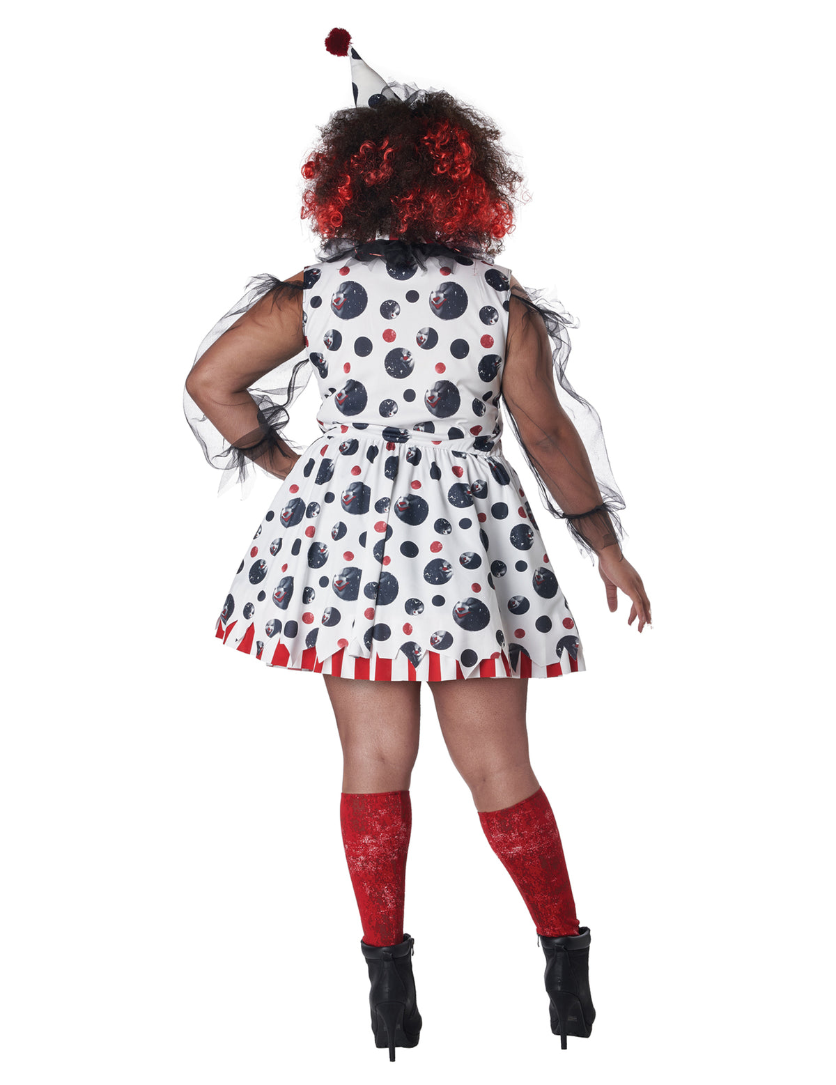 Vue de dos du déguisement clown psycho robe pour femme