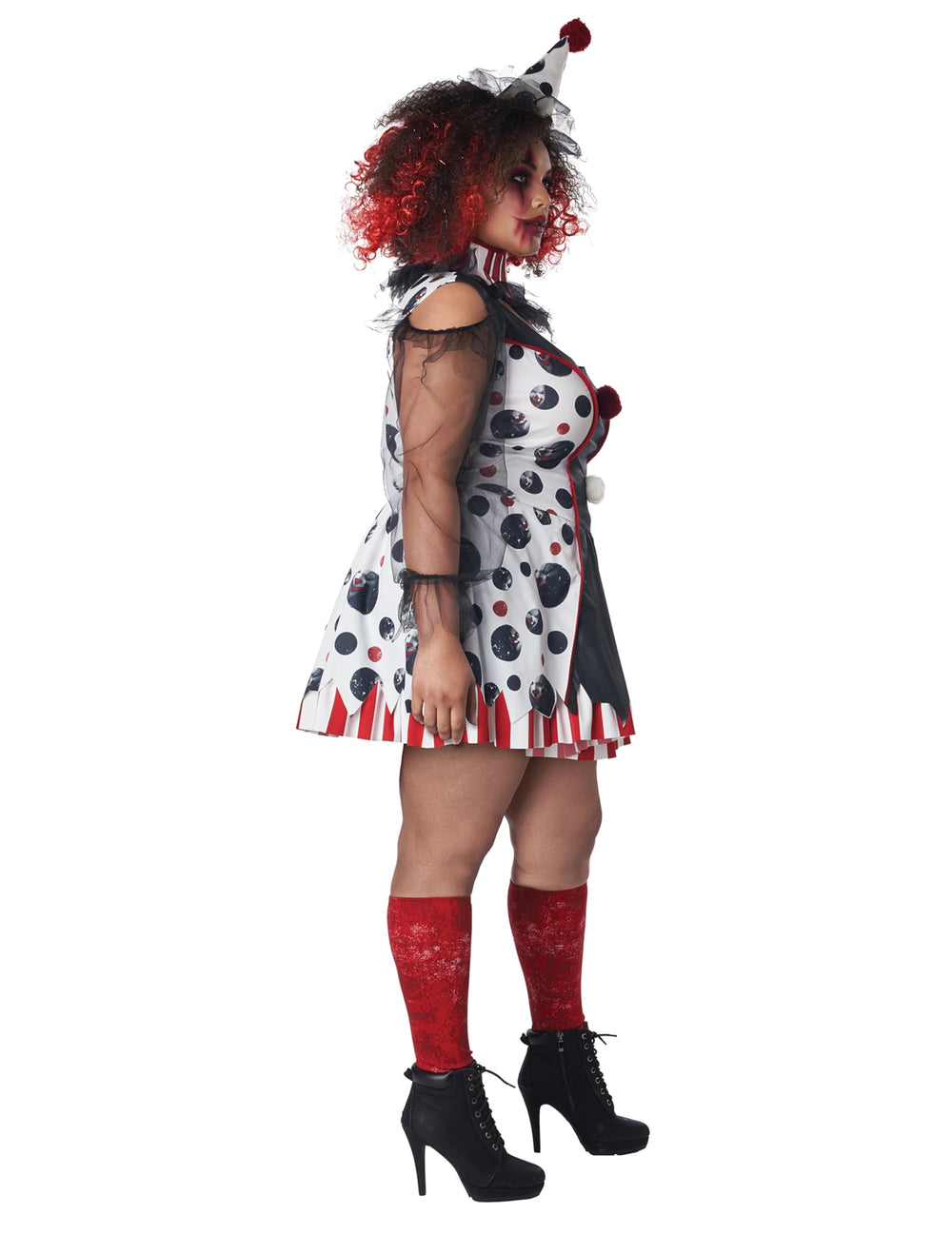 Vue de profil du déguisement clown psycho robe pour femme