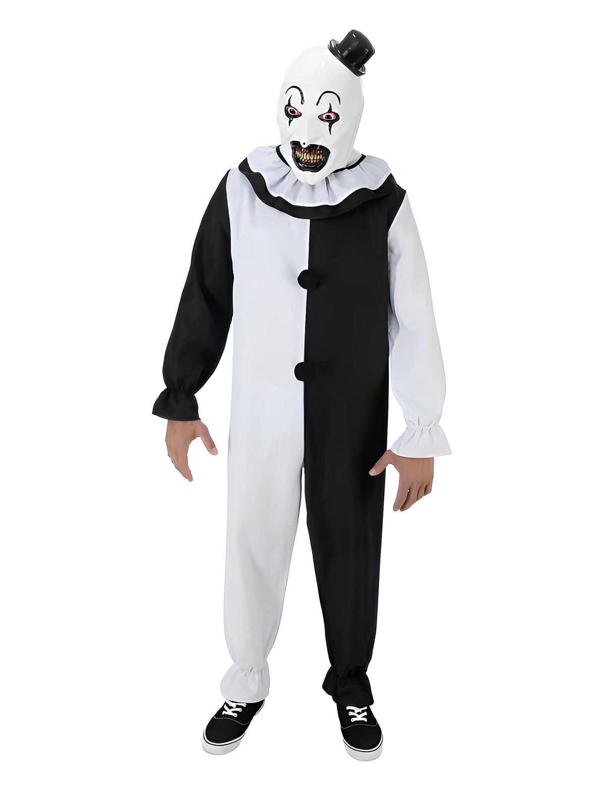 Déguisement clown Terrifier pour adulte noir et blanc avec masque et chapeau