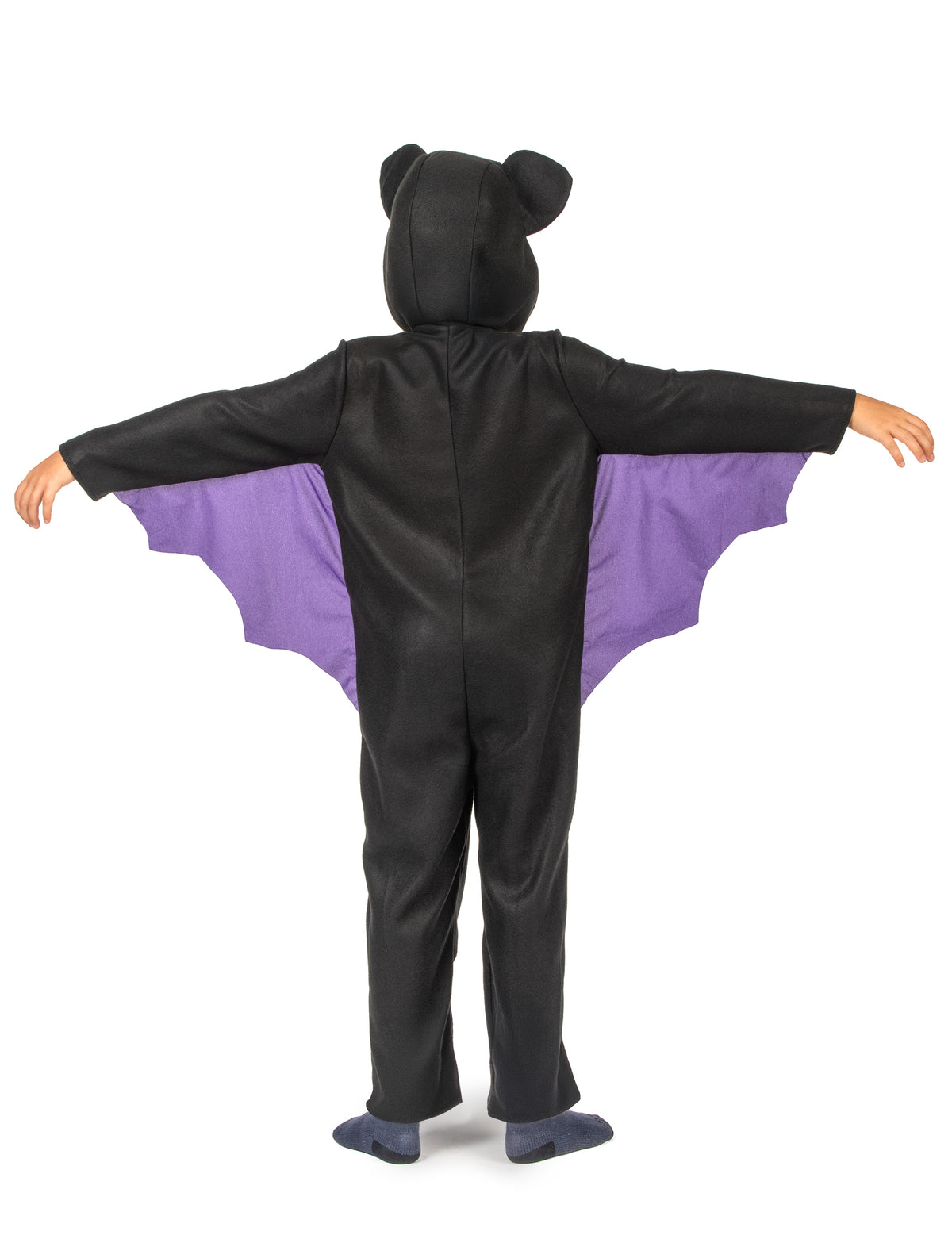 Vue de dos les bras écartés du déguisement combinaison chauve-souris