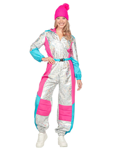 Déguisement combinaison de ski holographique luxe femme