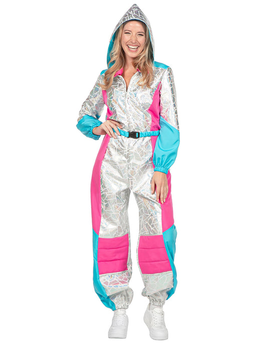 Déguisement combinaison de ski holographique luxe femme