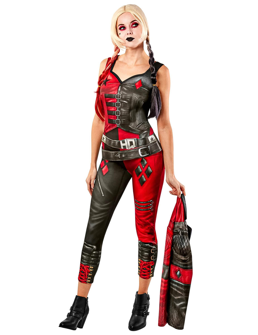 Kombinezon za preobleko Harley Quinn Suicide squad 2 za ženska rdeča in črna
