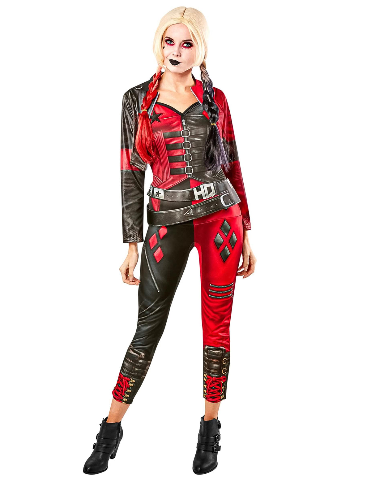 Kombinezon za preobleko Harley Quinn Suicide squad 2 za ženska rdeča in črna