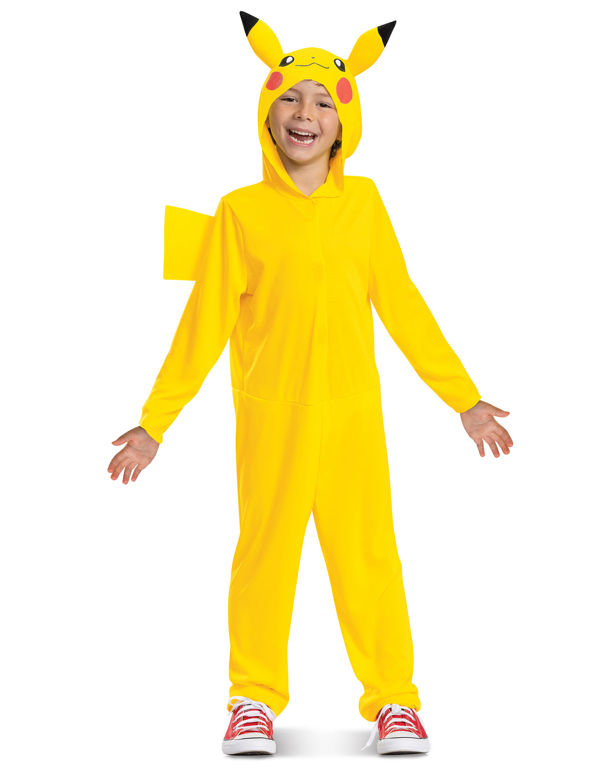 Déguisement combinaison Pikachu Pokémon pour enfant jaune avec capuche à oreilles et queue