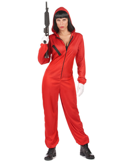 Déguisement combinaison voleur rouge adulte