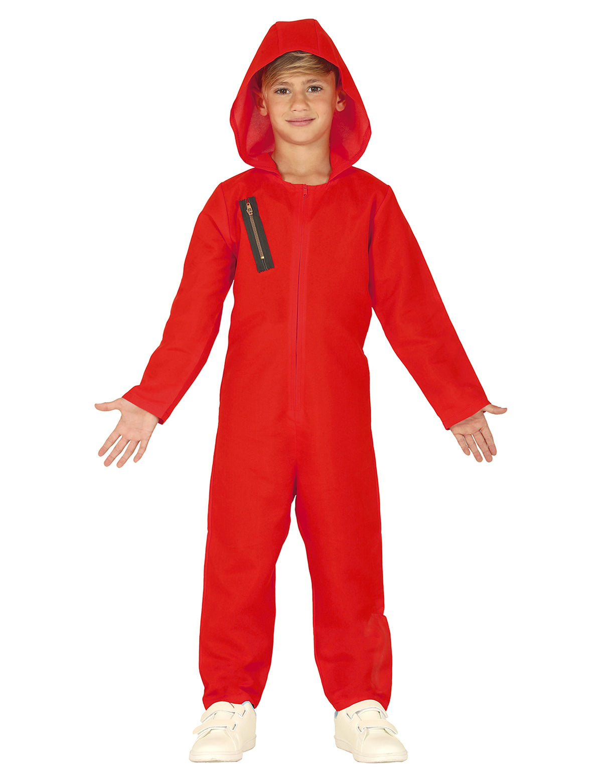 Déguisement combinaison de voleur pour enfant rouge avec capuche