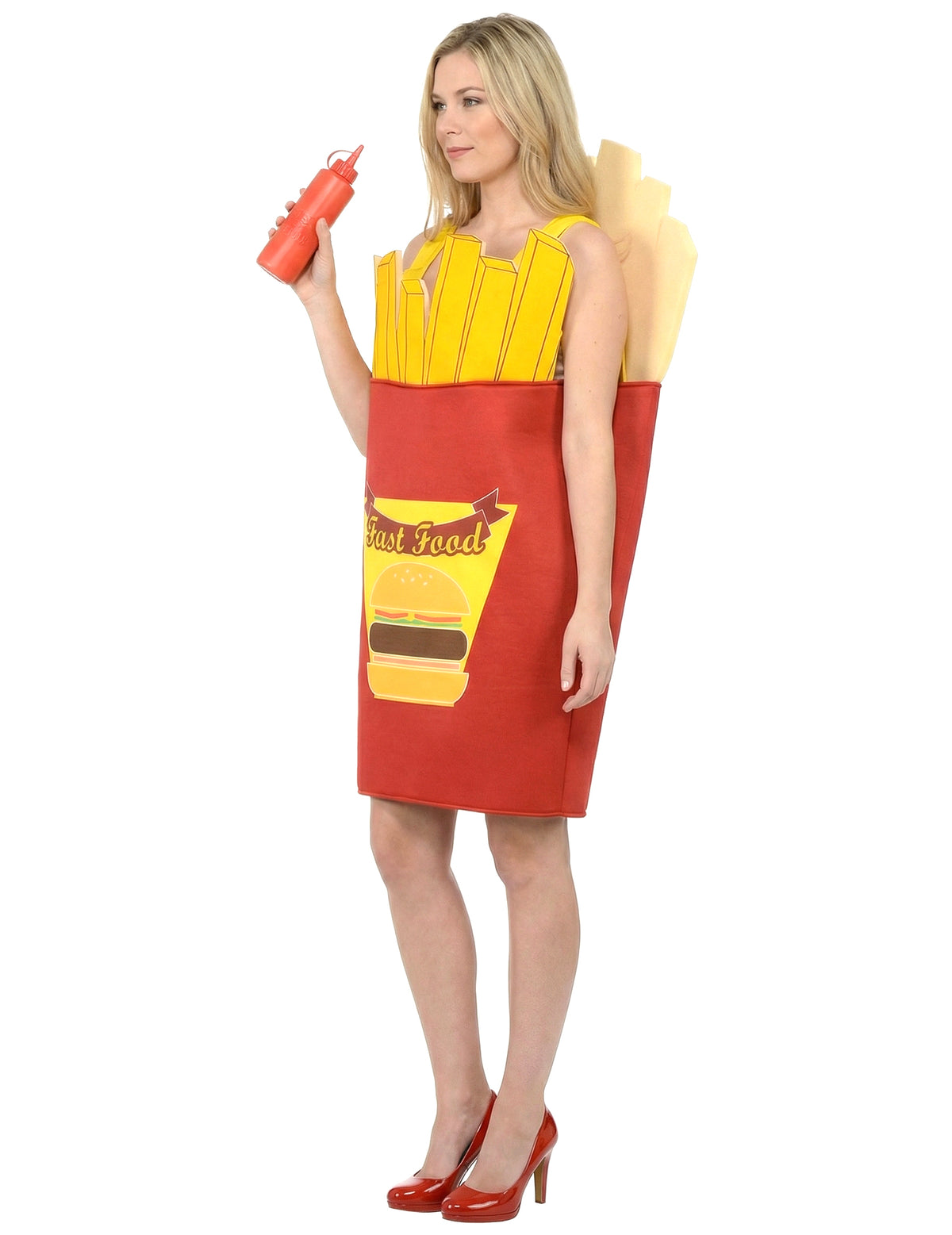 Déguisement Cornet de Frites pour adulte rouge et jaune