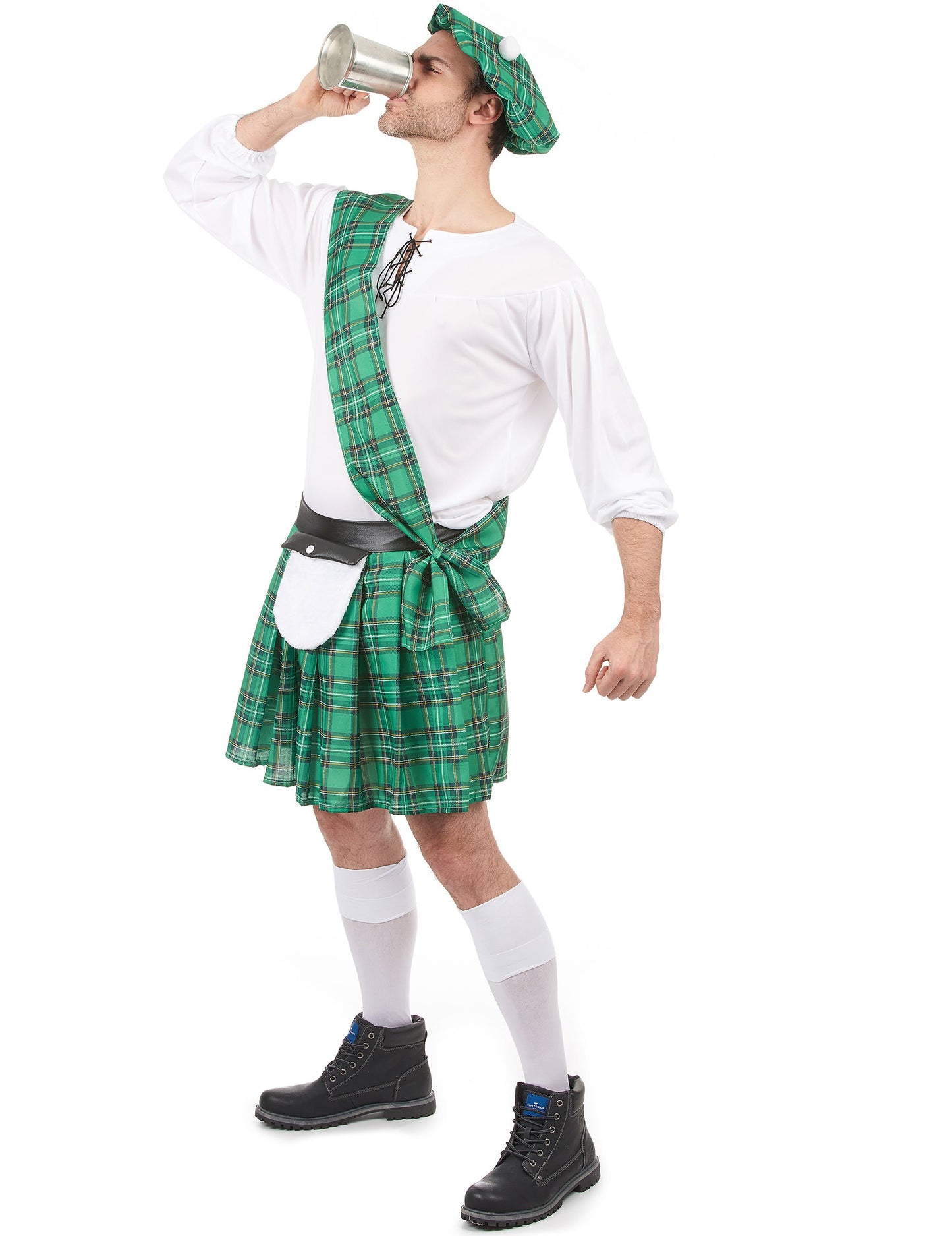 Zelena in bela škotska preobleka