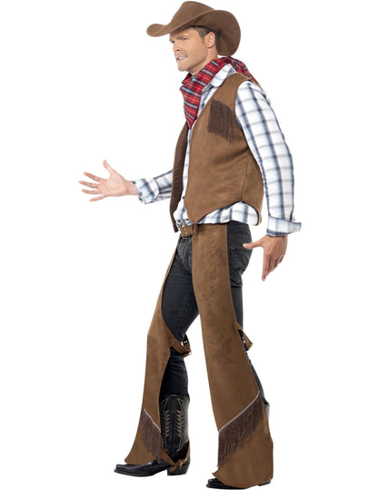 Vue de profil du déguisement cowboy à franges pour homme