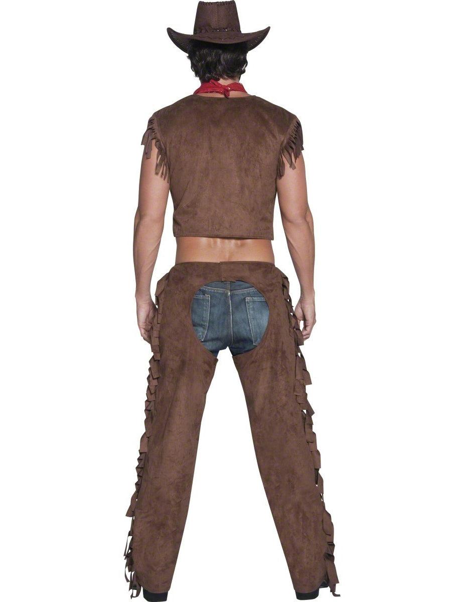 Vue de dos du déguisement cowboy sexy pour homme