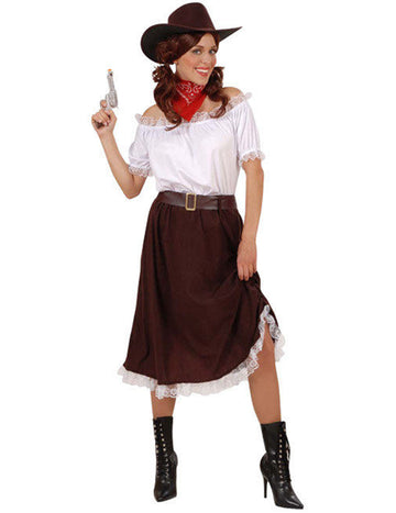 Bela in rjava kostumska ženska