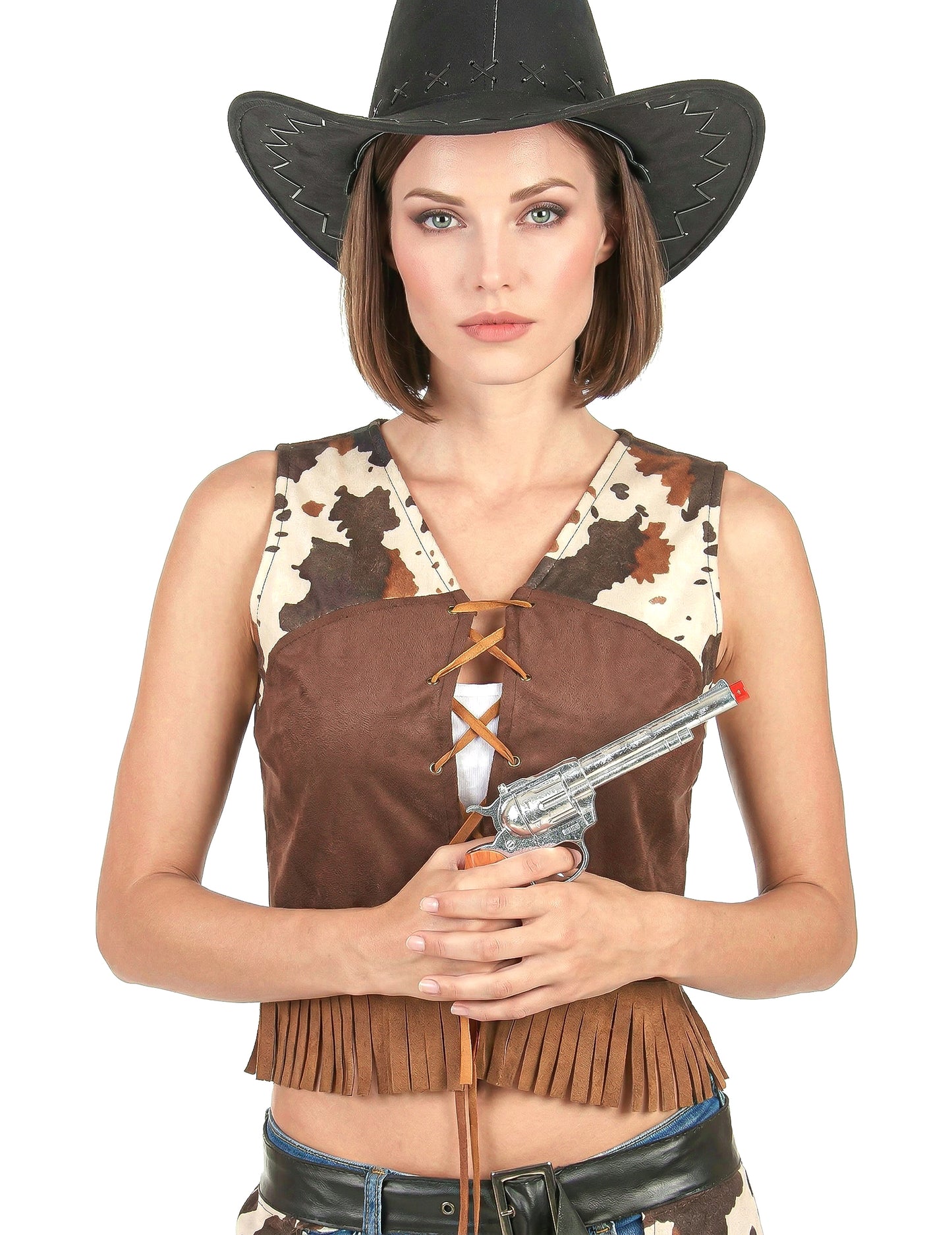 Gros plan sur le buste du déguisement cowgirl pantalon