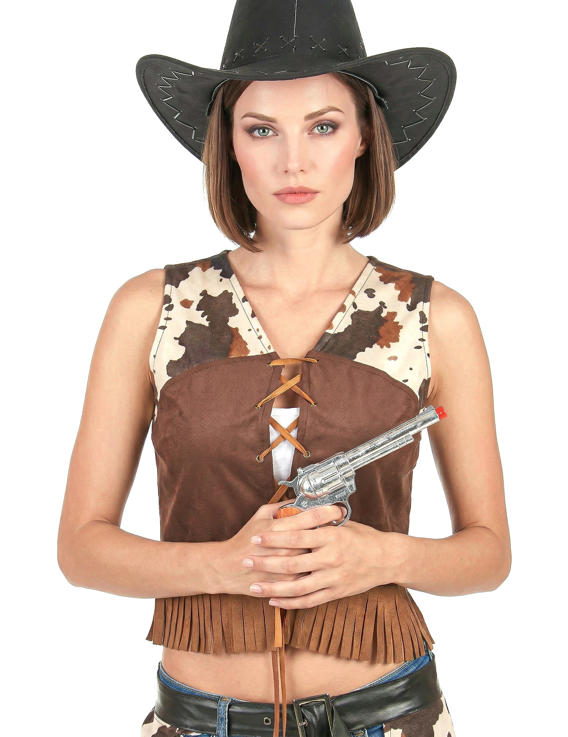 Gros plan sur le buste du déguisement cowgirl pantalon