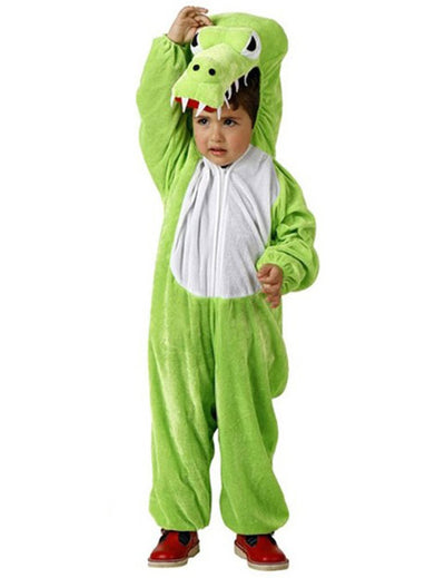 Déguisement crocodile peluche pour enfant vert et blanc