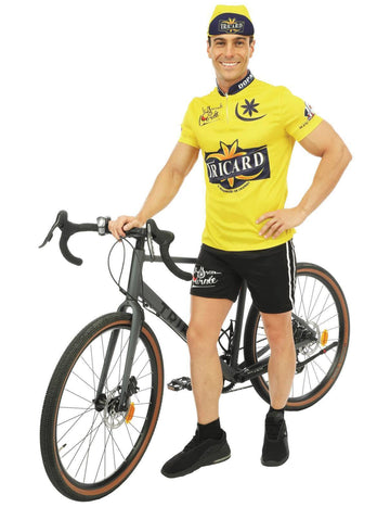 Moški rumeni trikardni kolesarski kostum
