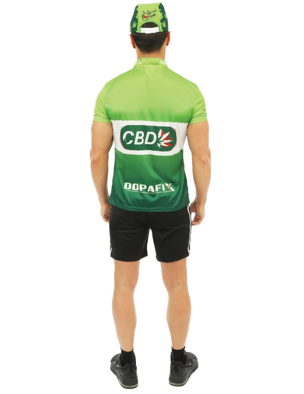 Vue de dos du déguisement cycliste CBD pour homme
