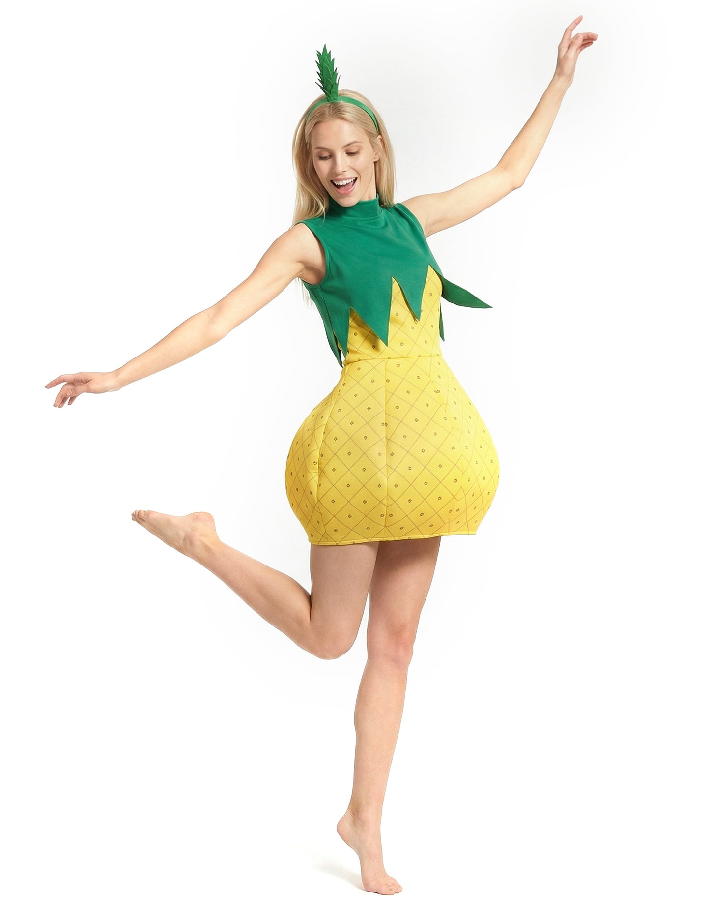 Vue de profil du déguisement d'ananas pour femme