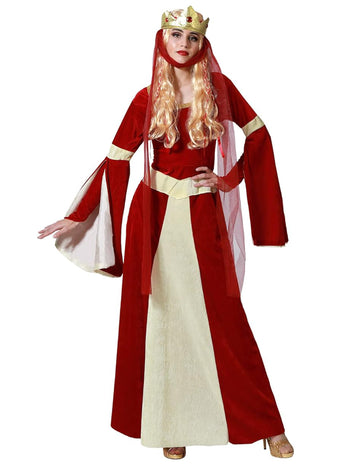 Rdeča in zlato srednjeveška ženska