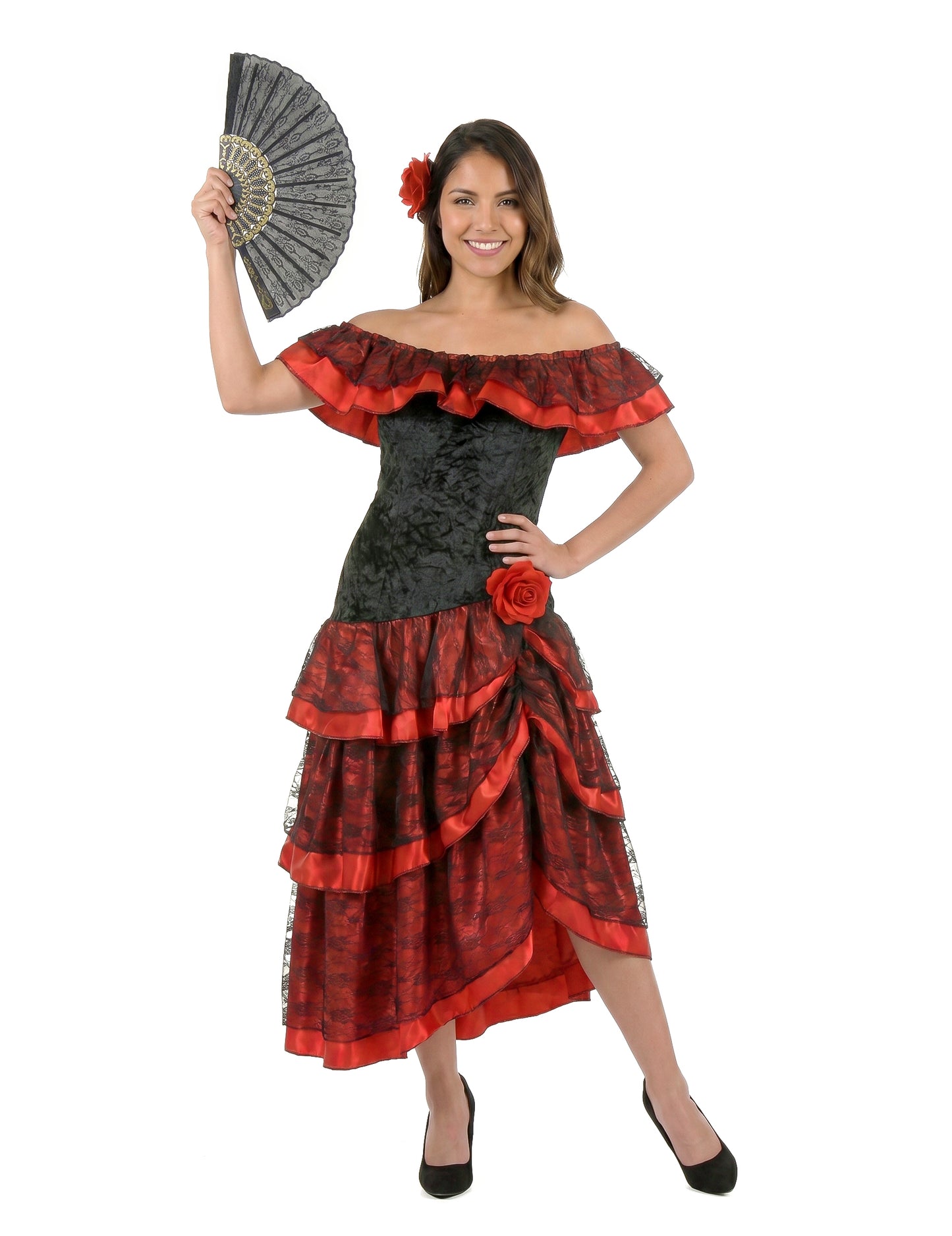 Déguisement danseuse de flamenco femme rouge et noir