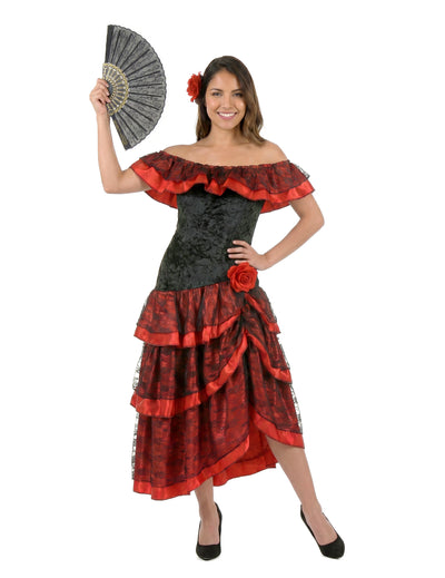 Déguisement danseuse de flamenco femme rouge et noir