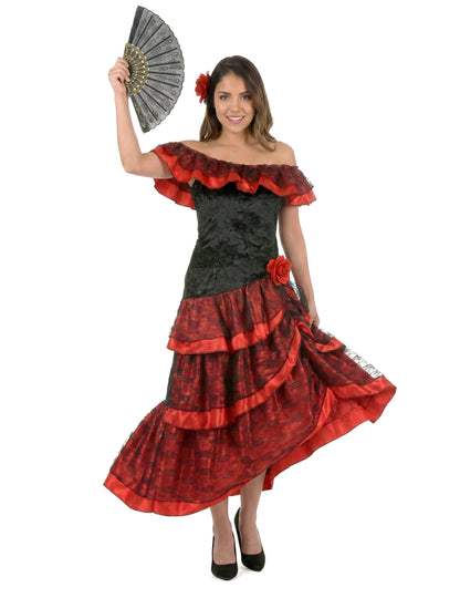 Déguisement danseuse de flamenco femme rouge et noir