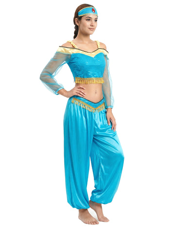 Ženska modra in zlata plesalka