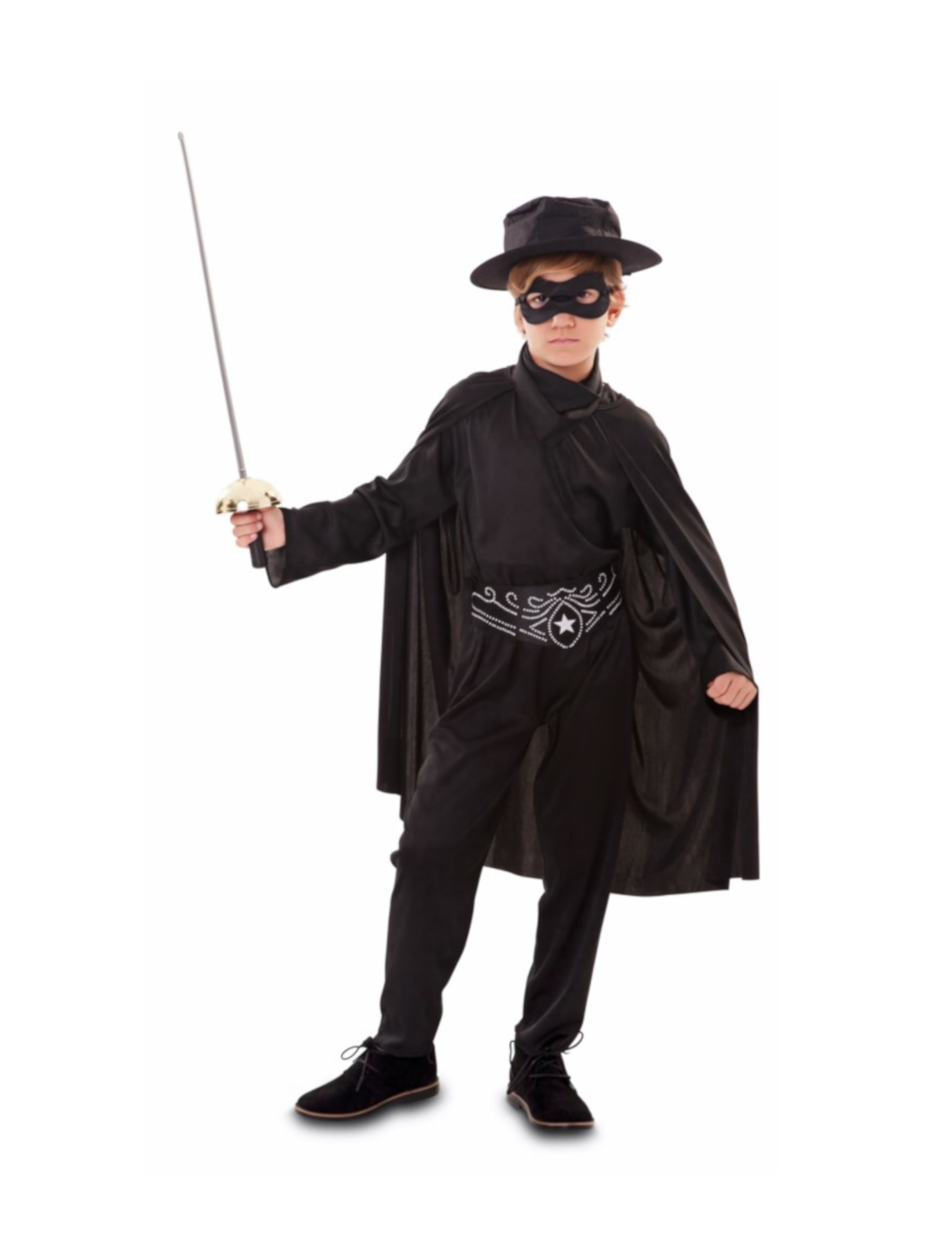 Déguisement de bandit masqué pour garçon noir avec cape masque et chapeau
