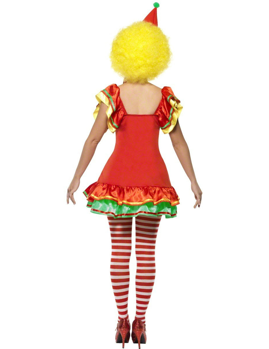 Vue de dos du déguisement de clown joyeux pour femme