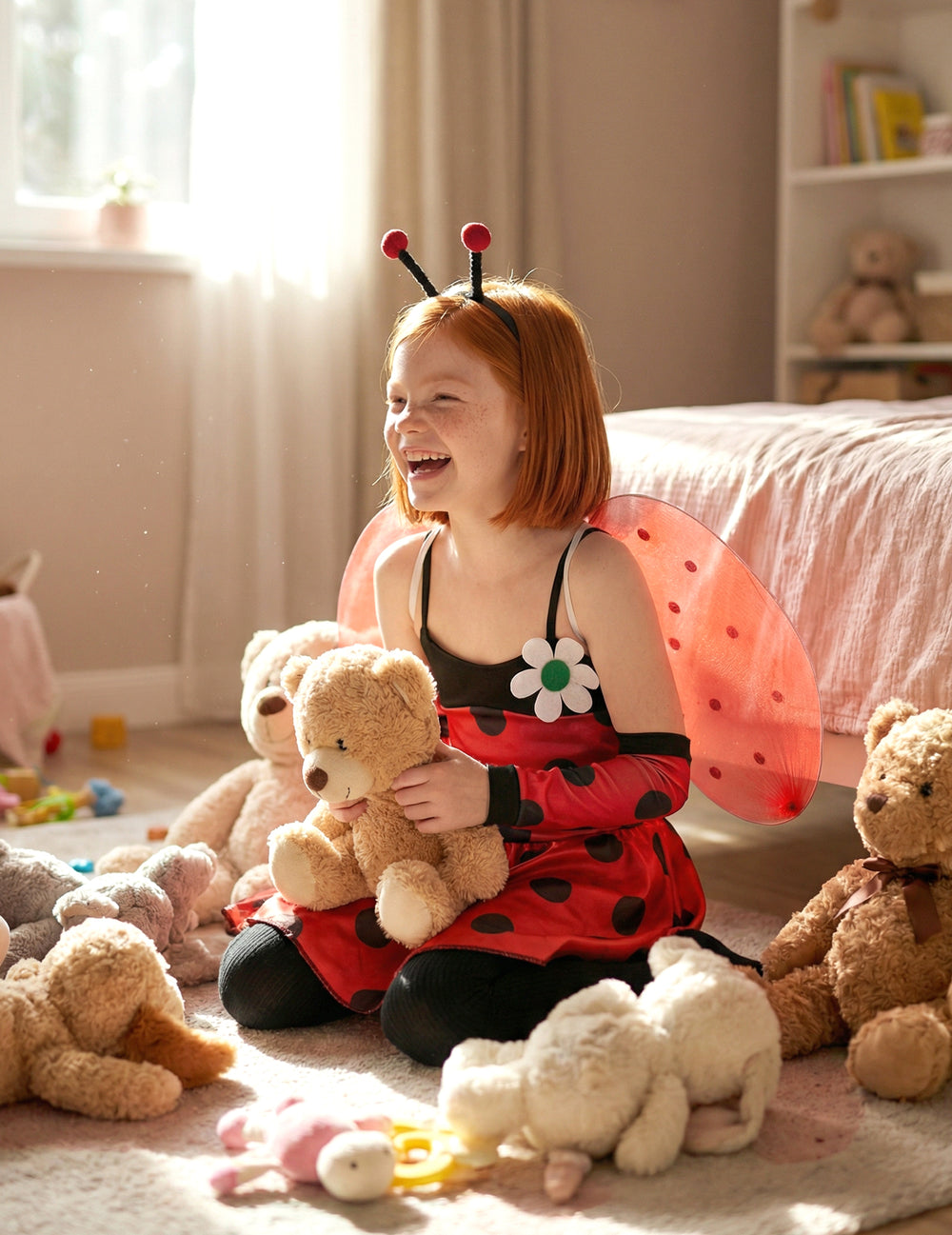 Mise en situation du déguisement de coccinelle pour fille