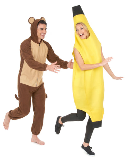 Pustni kostum za par: banana in odrasla opica