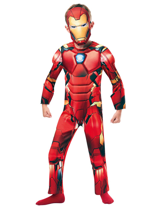 Vue de face du déguisement deluxe Iron Man pour enfant