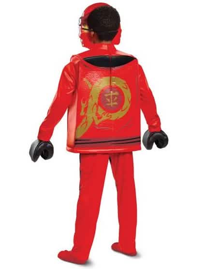 Pogled od zadaj na luksuzni kostum Kai Ninjago LEGO