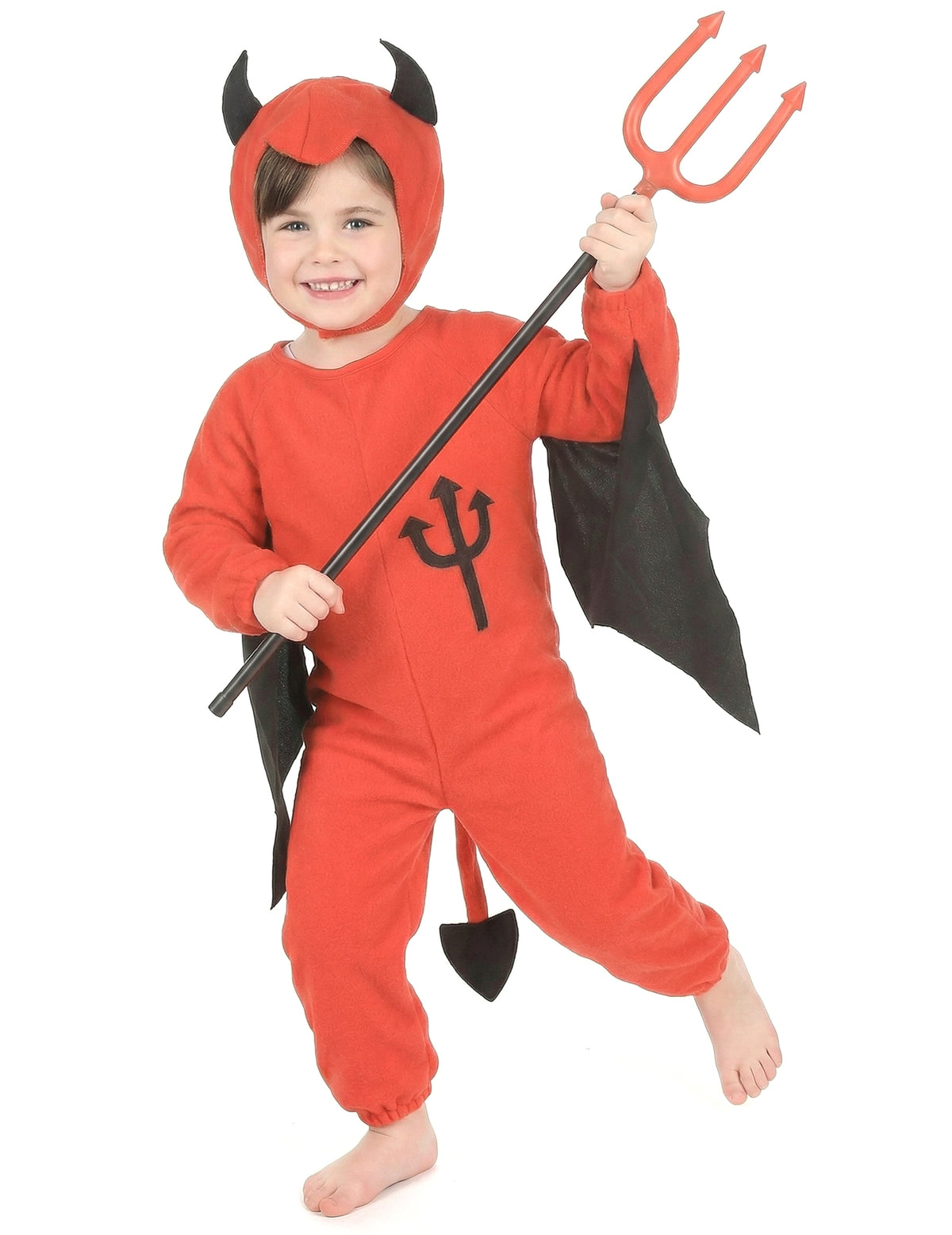 Déguisement de diable Halloween pour enfant rouge avec ailes et cornes