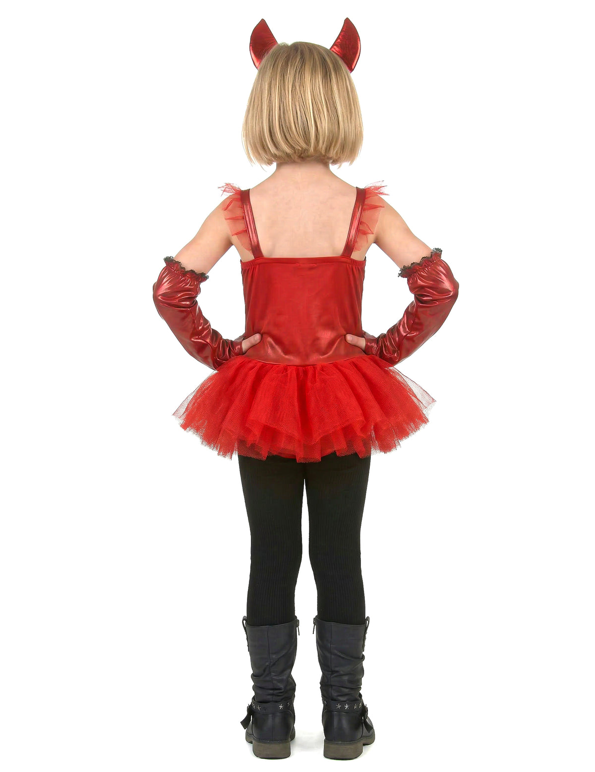 Vue de dos du déguisement diablesse tutu pour fille