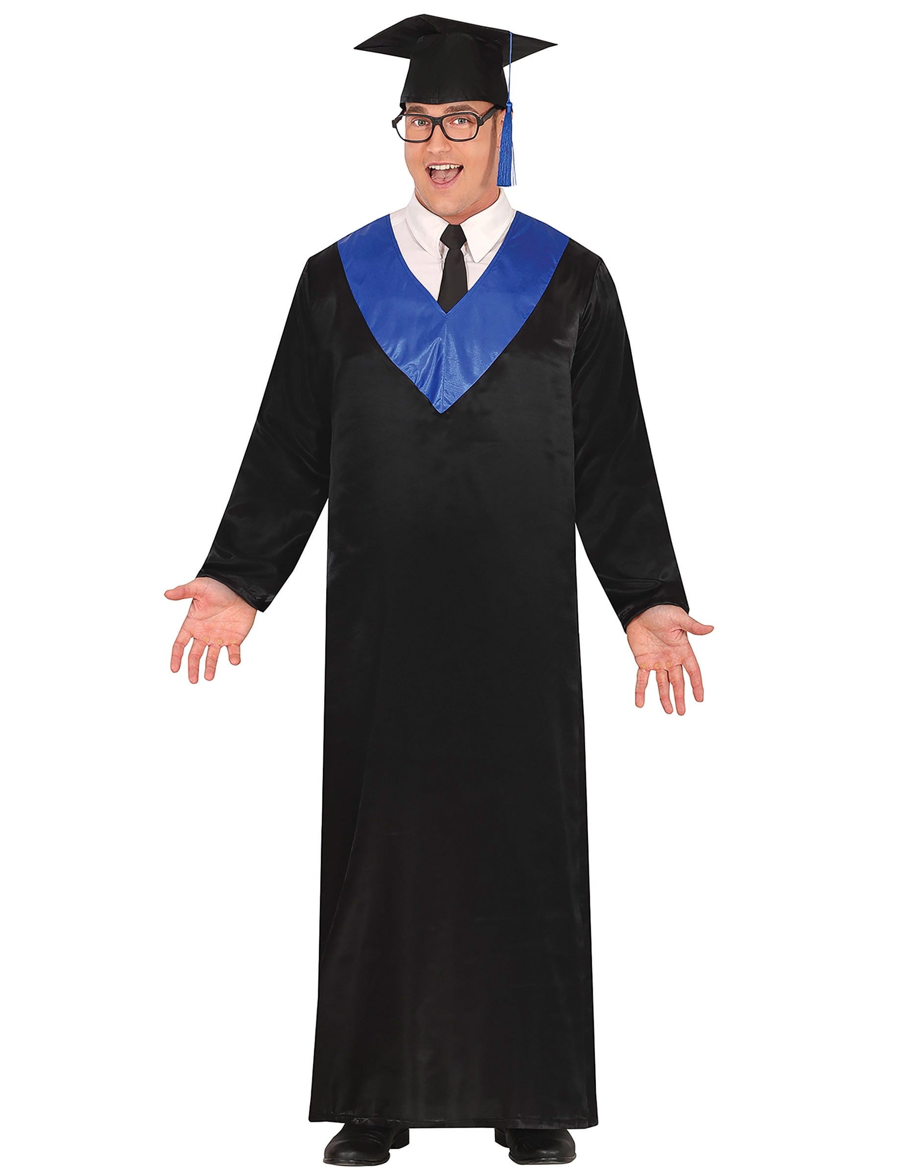Déguisement diplômé pour adulte bleu et noir avec toque