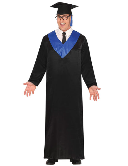 Déguisement diplômé pour adulte bleu et noir avec toque