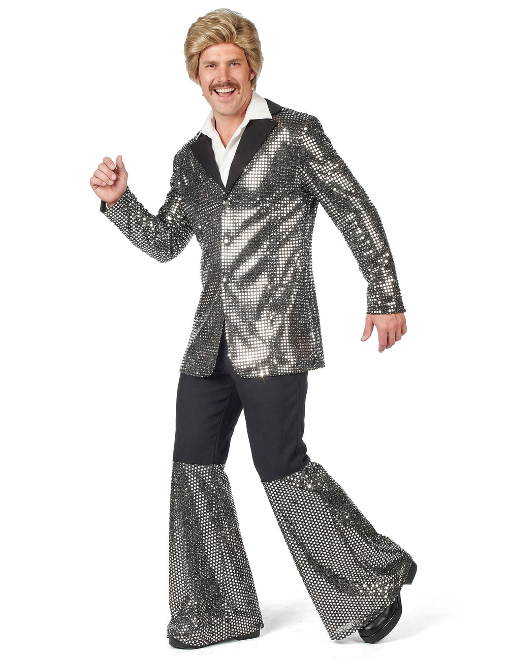Vue de profil du déguisement disco pour homme