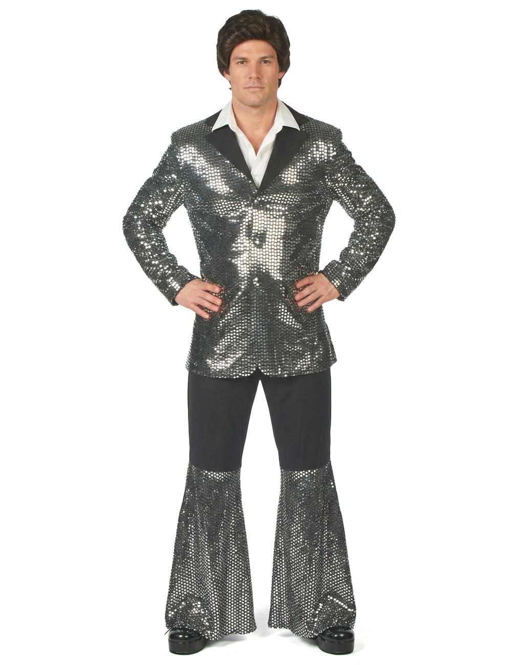 Vue de face du déguisement disco pour homme