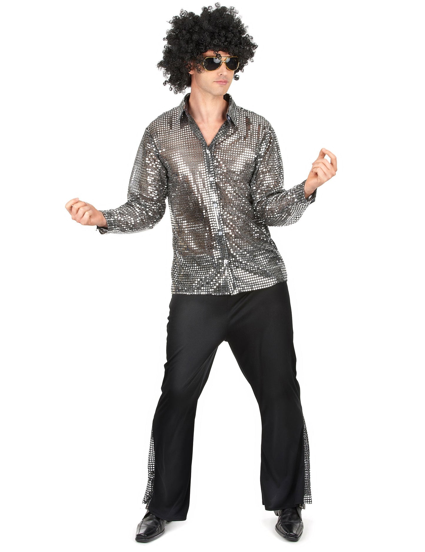 Odrasel srebrn disko kostum za par