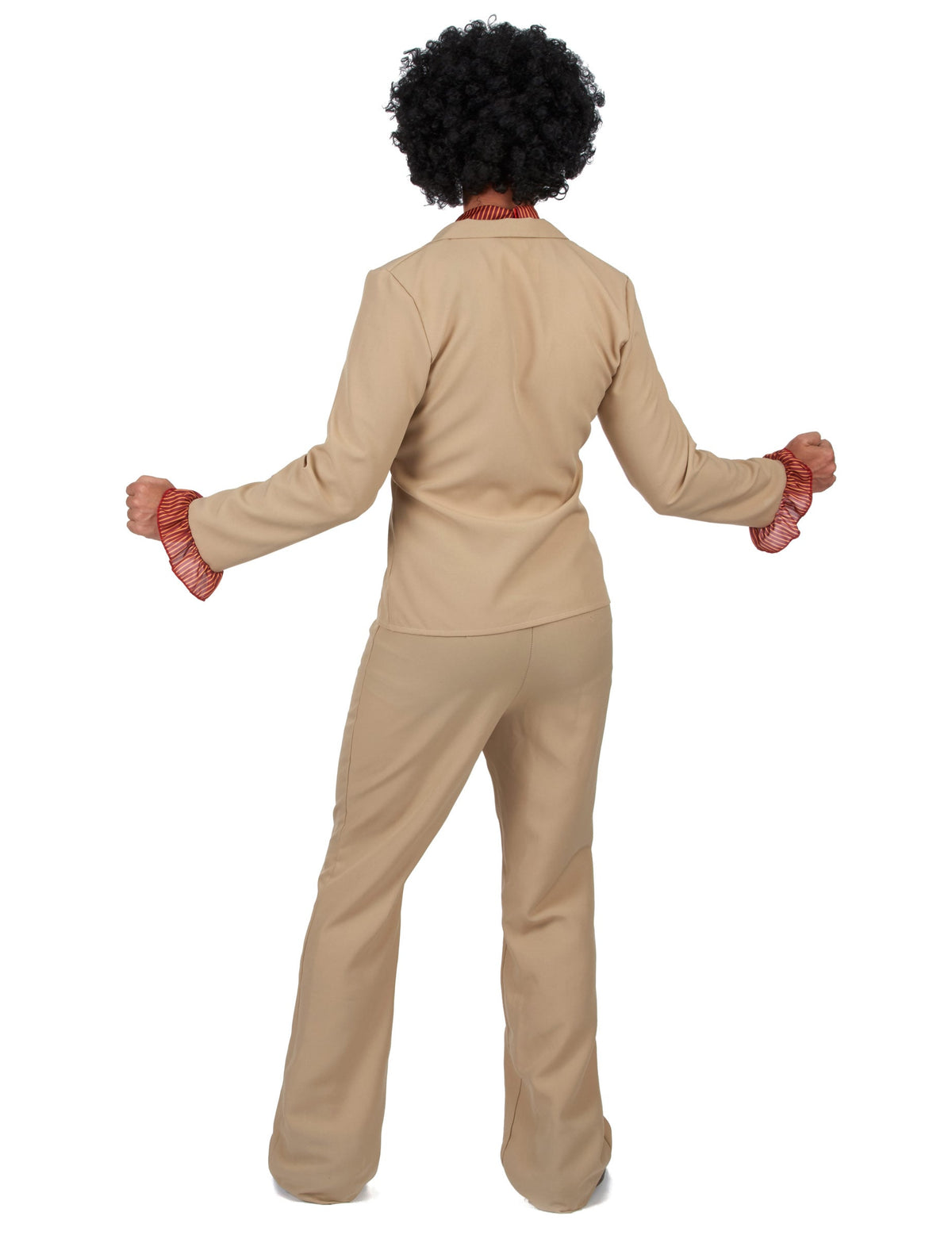 Déguisement disco pour homme beige à froufrous rouges