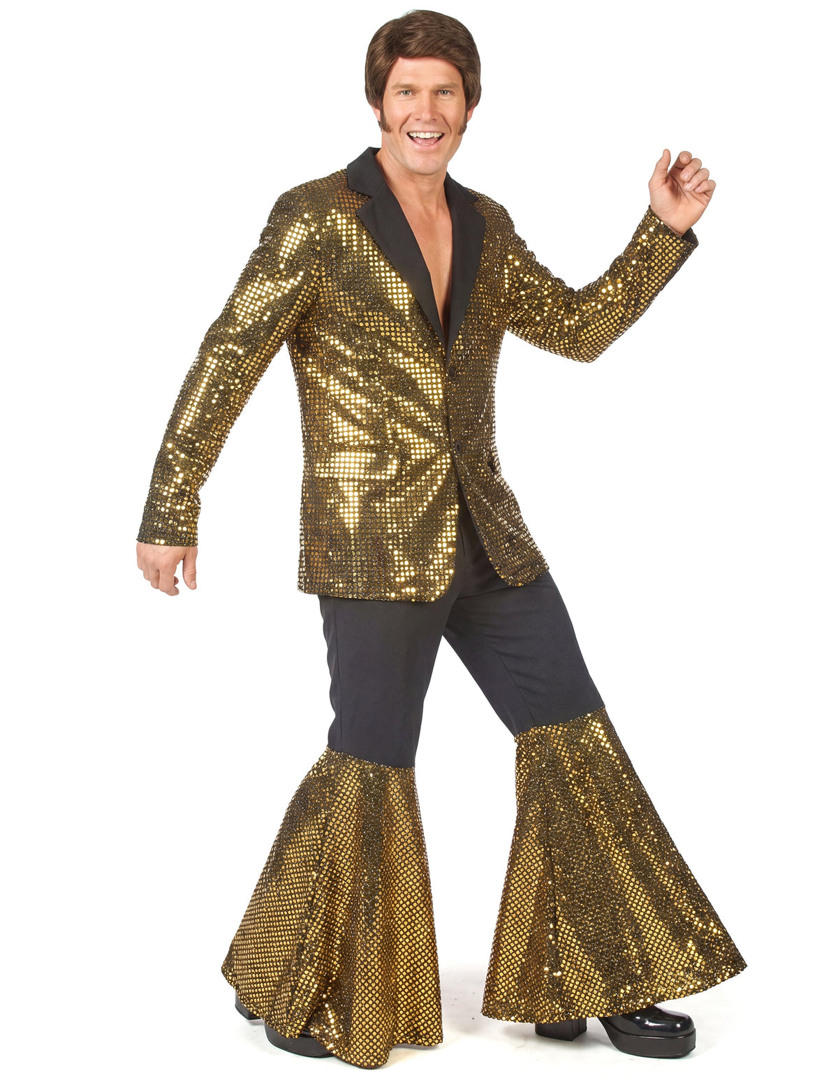 Vue d'ensemble en mouvement du déguisement disco pour homme